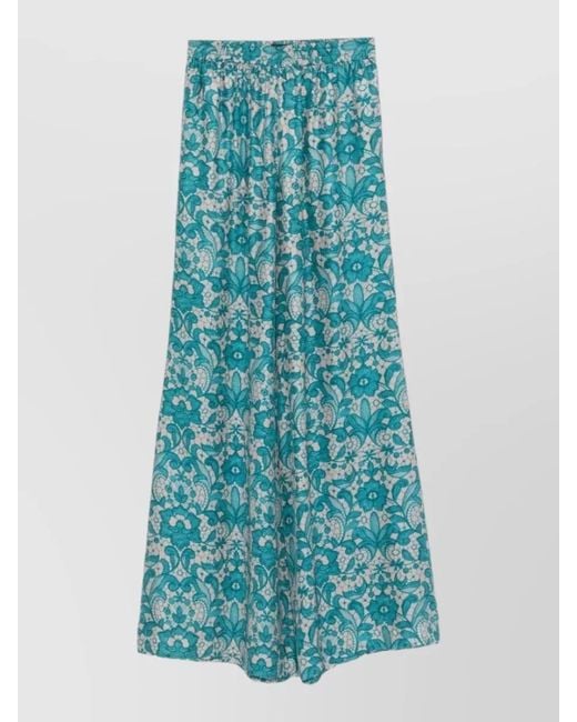 Gianluca Capannolo Blue Antonia Silk Trousers Floral Wide Leg