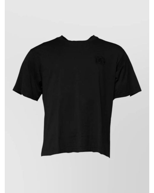Dolce & Gabbana Black Cotton Logo-Print Crew-Neck T-Shirt for men