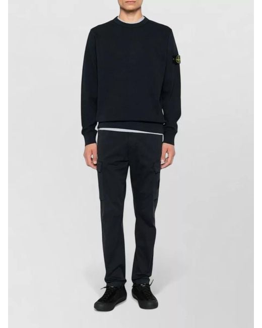 Stone Island Black Ribbed Cotton Long-Sleeve T-Shirt for men