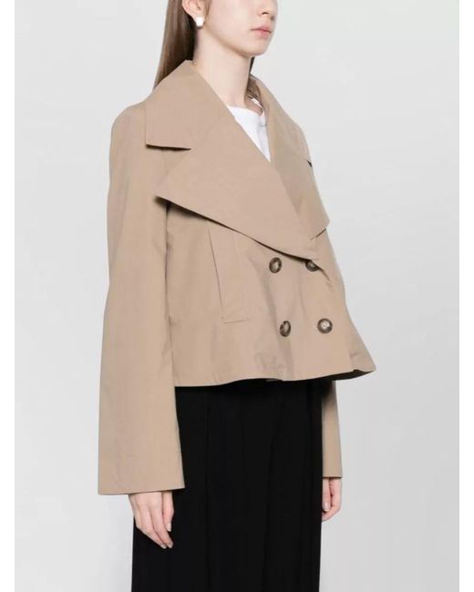Emporio Armani Natural Cropped Cotton Jacket Double Breasted Design