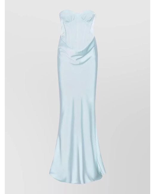 ROTATE BIRGER CHRISTENSEN Blue Satin Corset Maxi Dress