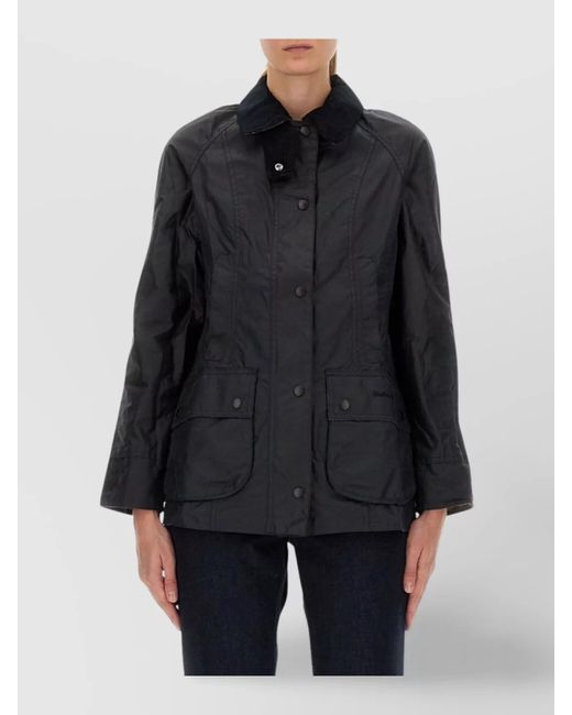 Barbour Blue Collared Long Sleeve Coat And Pockets