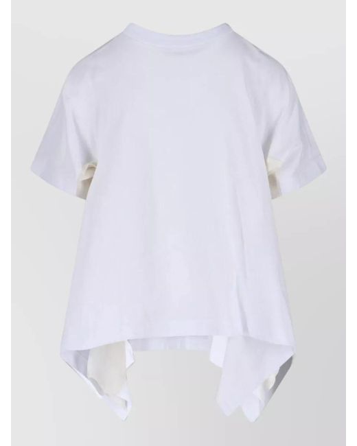 Sacai White Denim Panelled Cotton T-Shirt