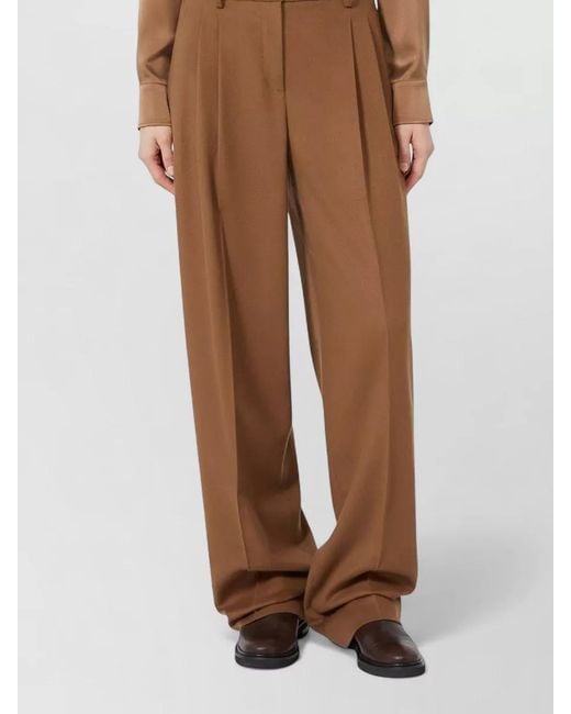 Max Mara Brown High Waist Pleated Tailored Wide Leg Pants