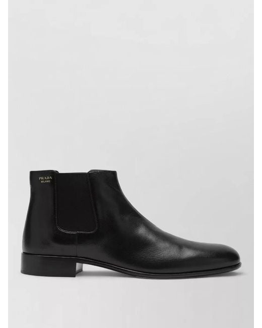Prada Black Ankle Boots Elastic Side Panels Design