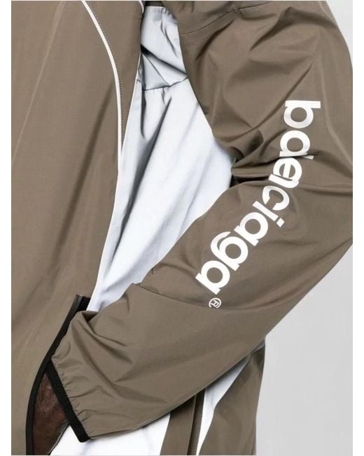 Balenciaga Multicolor Hooded Coat Silk Nylon Blend Panels Pockets for men