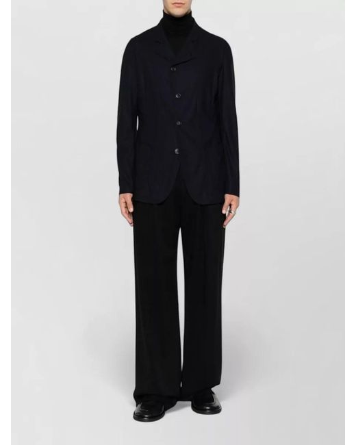 Emporio Armani Blue Wool Blazer Jacket Structured Lapel Design for men