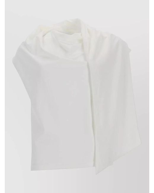 THE GARMENT White Scarf Detail Top Asymmetric Hem Design