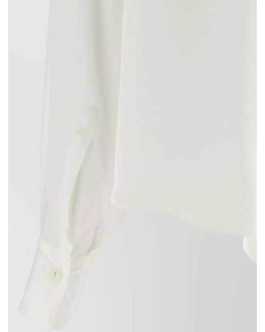 Brunello Cucinelli White Silk Shirt Shiny Collar Monile Detail