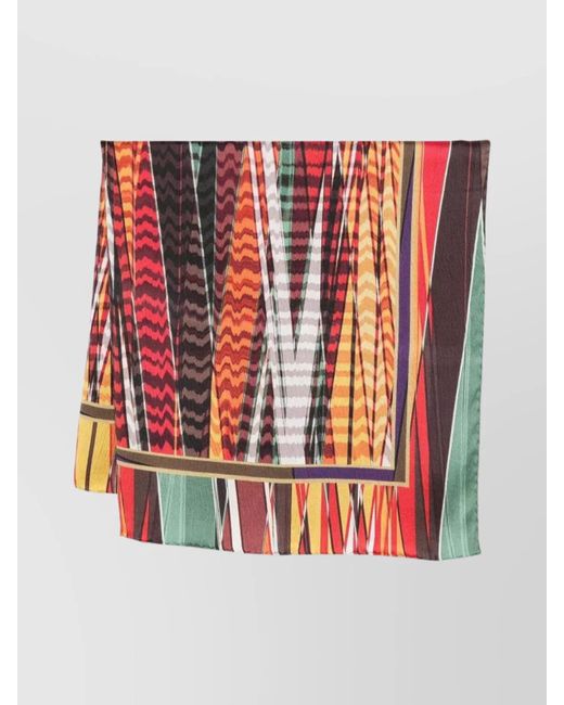 Missoni Red Rectangular Lightweight Soft Patterned Scarves
