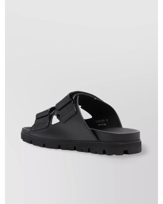Prada Black Leather Strap Sandals for men