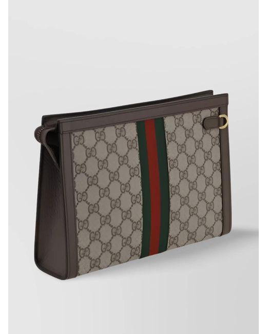 Gucci Gray Logo-Print Beauty Case Clutch Bag for men