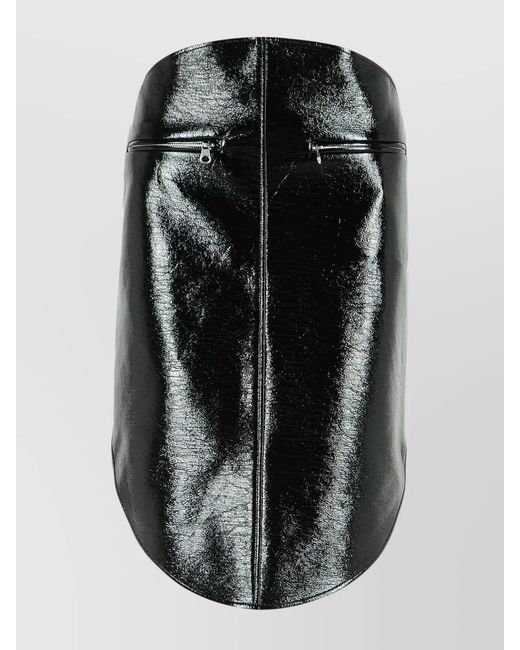 Courreges Black Faux Leather Asymmetric Skirt