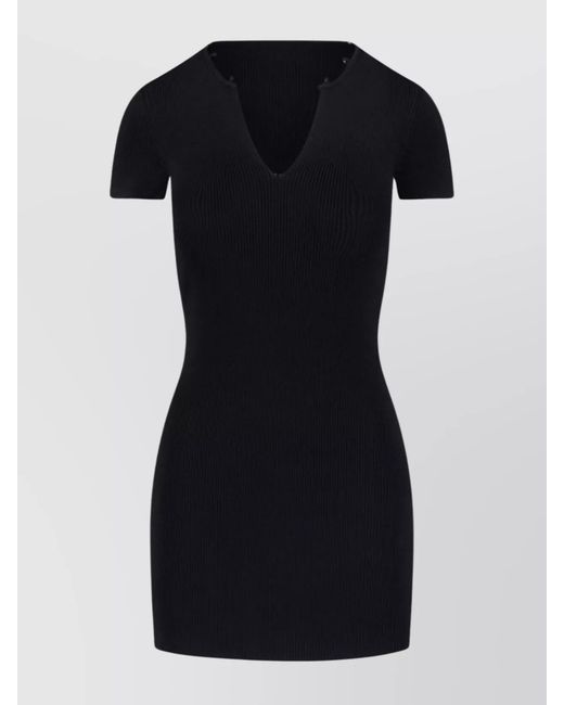 Alexander Wang Black Ribbed Texture Chain Detail Mini Dress