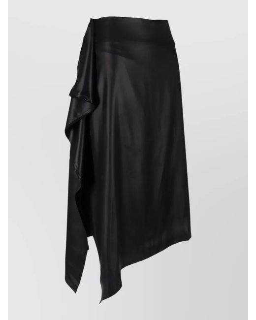 Niccolò Pasqualetti Black Nota Skirt Asymmetric Drape High Waist Satin