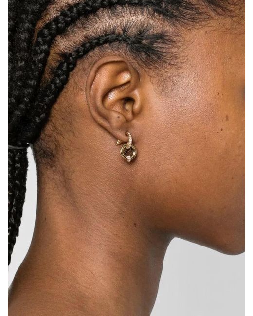 Fendi Metallic Round Hoop Earrings Tone Crystals