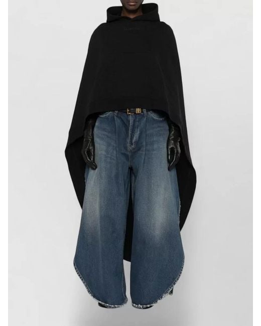 Balenciaga Black Long Hooded Sweatshirt Oversized Fit Pocket