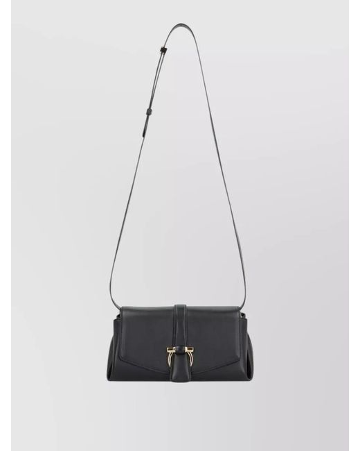 Ferragamo White Shoulder Bag Adjustable Strap Chain Detail