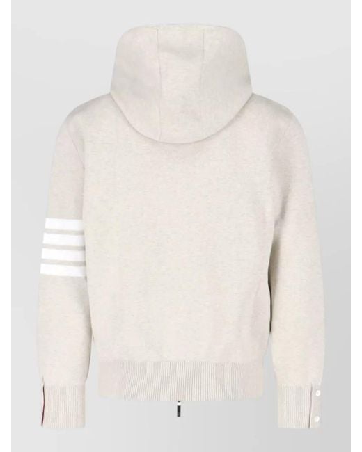 Thom Browne Natural Hooded Jacket Kangaroo Pocket Ribbed Cuffs for men