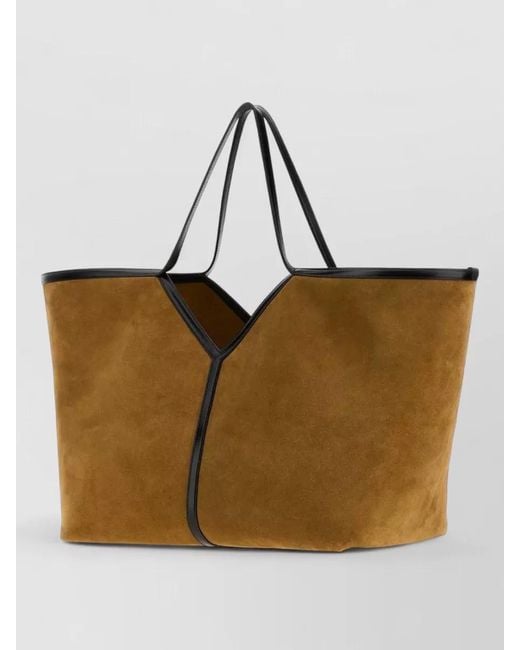 Saint Laurent Brown Suede Y Shopping Tote Bag