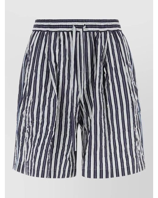Dolce & Gabbana Blue Viscose Blend Bermuda Shorts Striped Pockets for men