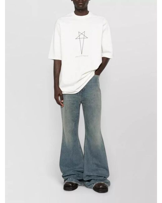 Rick Owens White Graphic Print Cotton Short-Sleeve T-Shirt for men