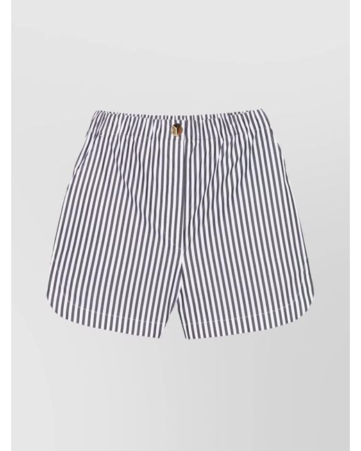 Sportmax White Striped Cotton Knee-Length Shorts