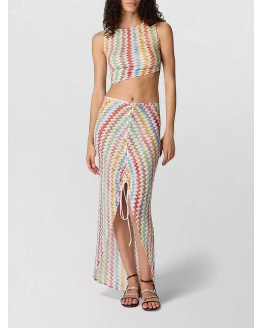 Missoni White Cropped Top Set High Waist Skirt