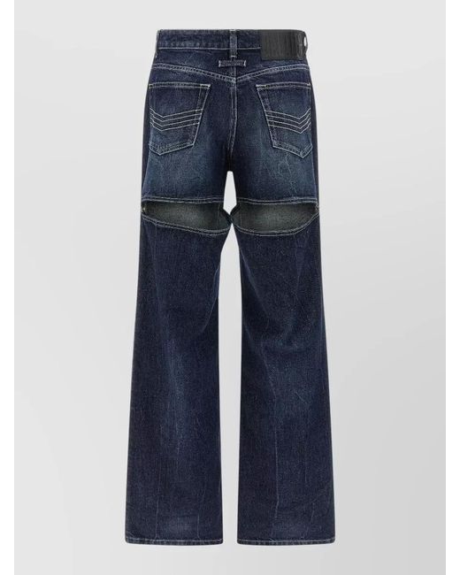 Jean Paul Gaultier Blue Cutout Wide-Leg Jeans