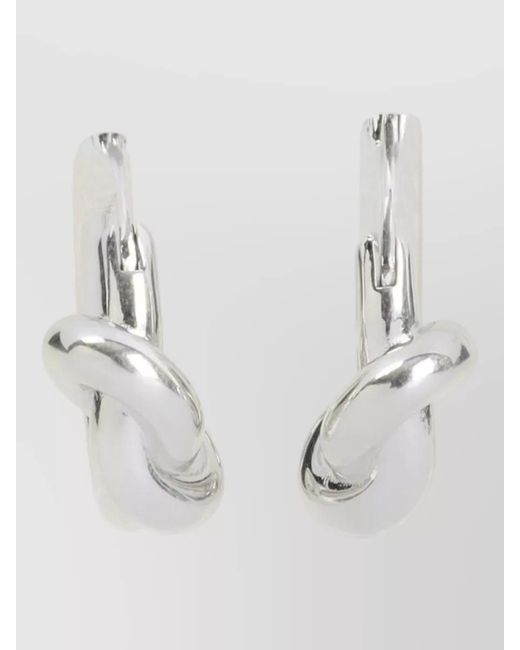 Céline White Hoop Earrings Brass Rhodium Plated Knot