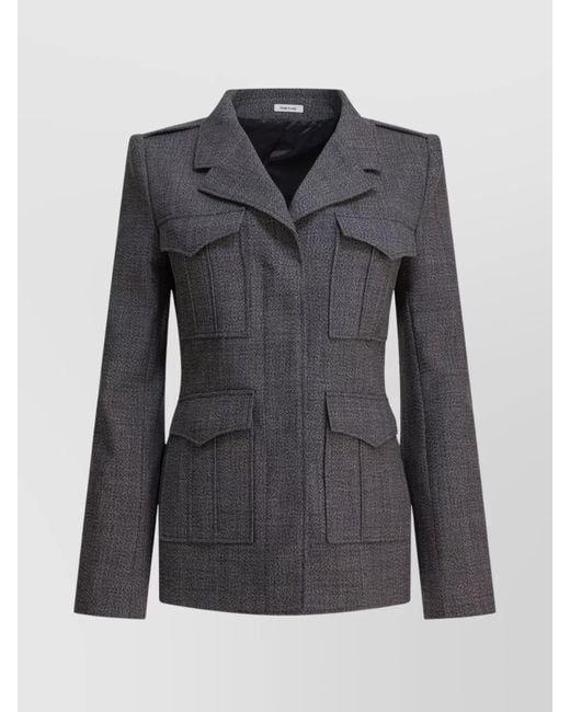 McQueen Black Wool Fitted Military Jacket