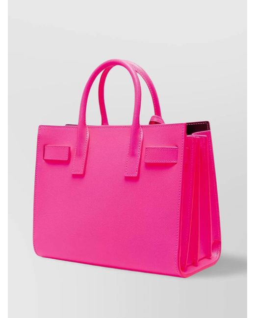 Saint Laurent Pink Sac De Jour Nano Leather Tote Bag