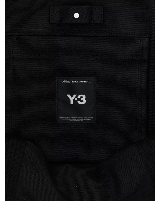 Y-3 Black Canvas Tote Bag for men