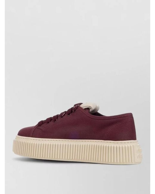 Miu Miu Purple Lace Up Platform Sole Sneakers