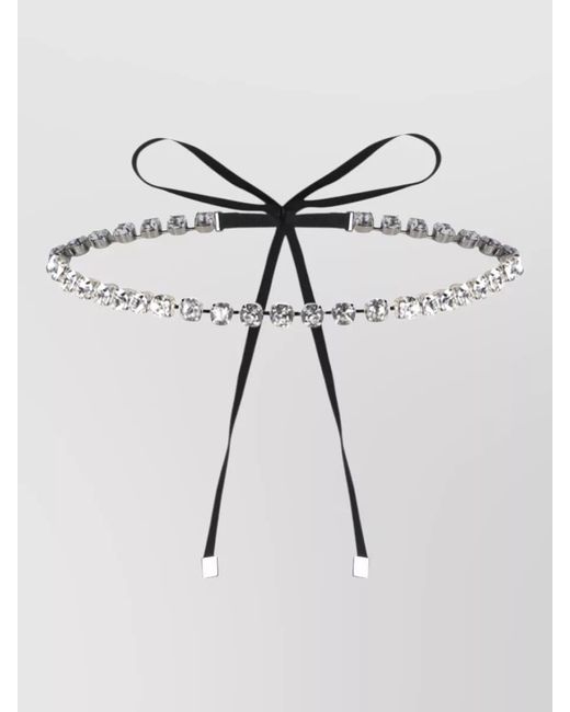 MM6 by Maison Margiela Multicolor Rhinestone Necklace Adjustable Strap Bow Detail