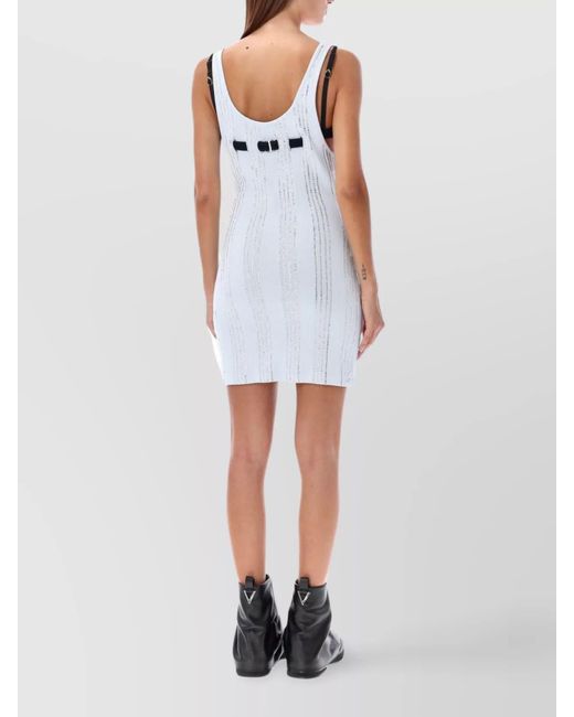 The Attico White Crystal-Embellished Cotton Mini Dress