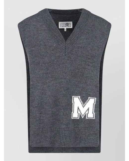 MM6 by Maison Margiela Blue Crewneck Knitted Top
