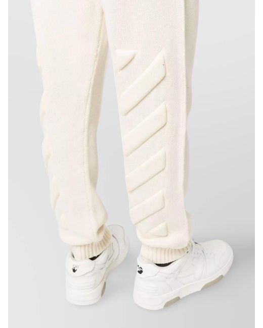 Off-White c/o Virgil Abloh White Cotton Knitted Logo-Print Straight-Leg Track Pants for men