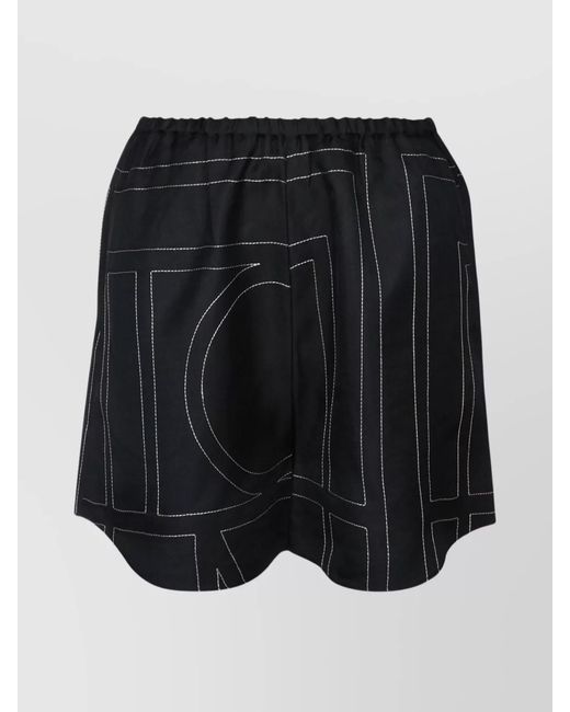 Totême Black Monogram Silk Pj Shorts