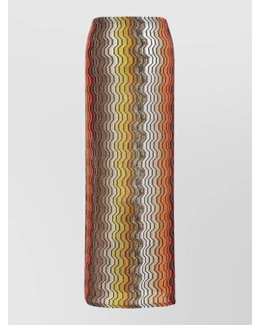 Missoni Multicolor Greek Zigzag Pattern Raschel Midi Skirt