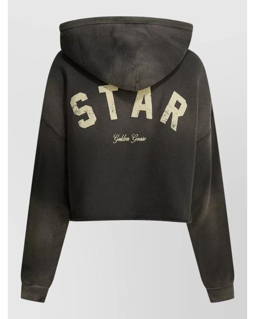 Golden Goose Deluxe Brand Black Cropped Oversized Cotton Hoodie