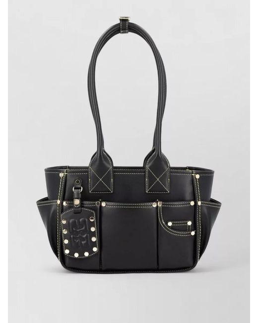 Ganni Black Small Leather Shoulder Bag