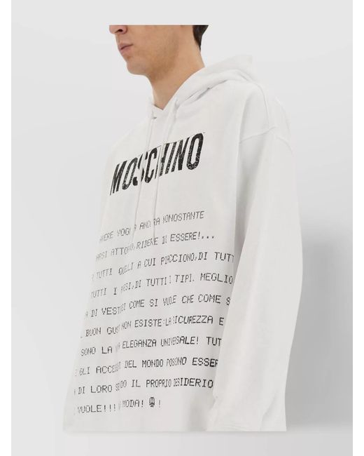 Moschino White Cotton Regular-Fit Hoodie for men