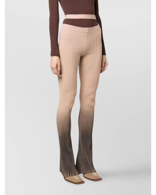 ANDREADAMO White High-Rise Ribbed Flared Trousers