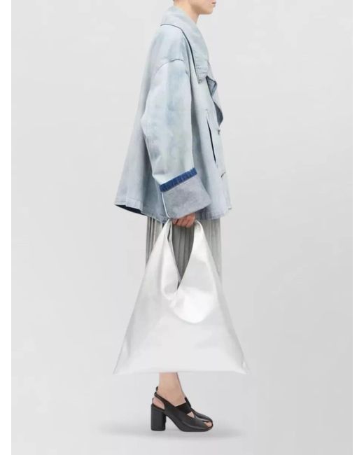 MM6 by Maison Margiela White Japanese Inspired Metallic Tote Bag