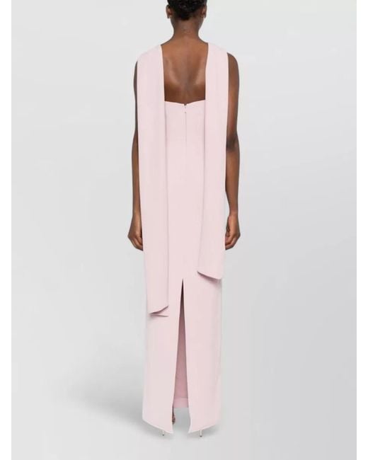 Solace London Pink Rona Maxi Dress Knotted Draped Sheath