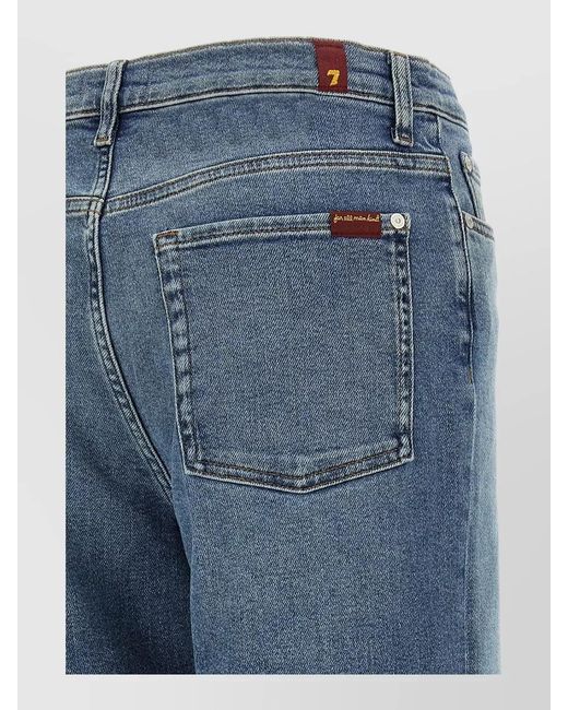 7 For All Mankind Blue Denim Wide-Leg Trousers