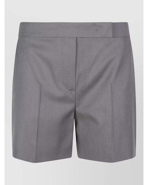 Max Mara Gray Tailored Shorts Belt Loops Buttoned Back Pockets