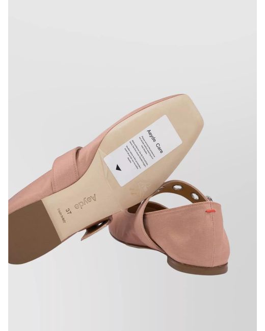 Aeyde Pink Leather Mary Jane Ballerina Shoes