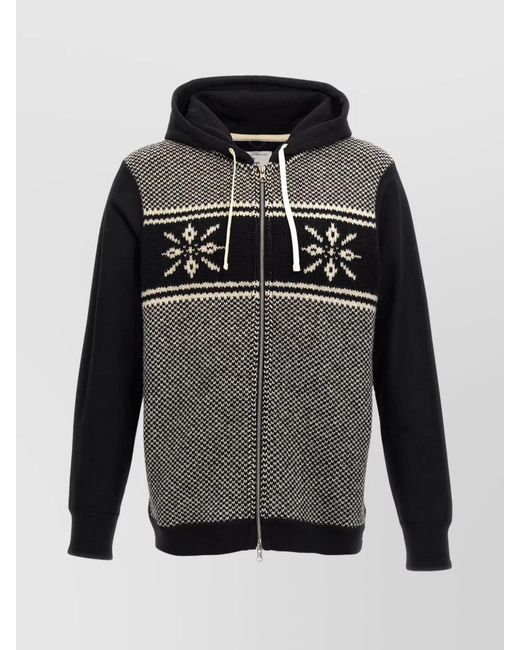 Junya Watanabe Gray Jacquard Hoodie for men